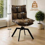 KEEZY Swivel Dining Chairs Set of 2, Mid-Century Modern Chairs with PU Leather, High Back with High-Density Stuffed PP Cotton & Automatic Swivel Metal Legs, Suitable for Kitchen & Living Room（Brown）