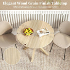 Giantex 36" Round Dining Table for 4, Farmhouse Kitchen Table with Rubber Wood Legs, Adjustable Foot Pads, Dining Room Tables for Dinette, Small Space, Dinner, Living Room, Restaurant, Oak