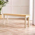 Furniturebox UK Large Wood Dining Bench - Tenby Cream Wood Indoor Bench Stool - Dining Kitchen Bedroom - Pale Oak Stain Seat Cream Legs Take on Traditional Farmhouse Dining Furniture