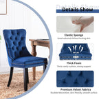 5 Pieces Modern Luxury Glass Dining Set, Minimalist Rectangle Dinner Room Set for 4, 47'' Clear Glass Top Kitchen Table Set with Black Base, Blue Tufted Chairs, for Small Apartment Home