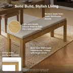 mopio Logan Upholstered Beige Dining Bench, Modern Farmhouse Solid Wood with Light Wire Brush for Dining Room and Kitchen (50" Dining Bench)