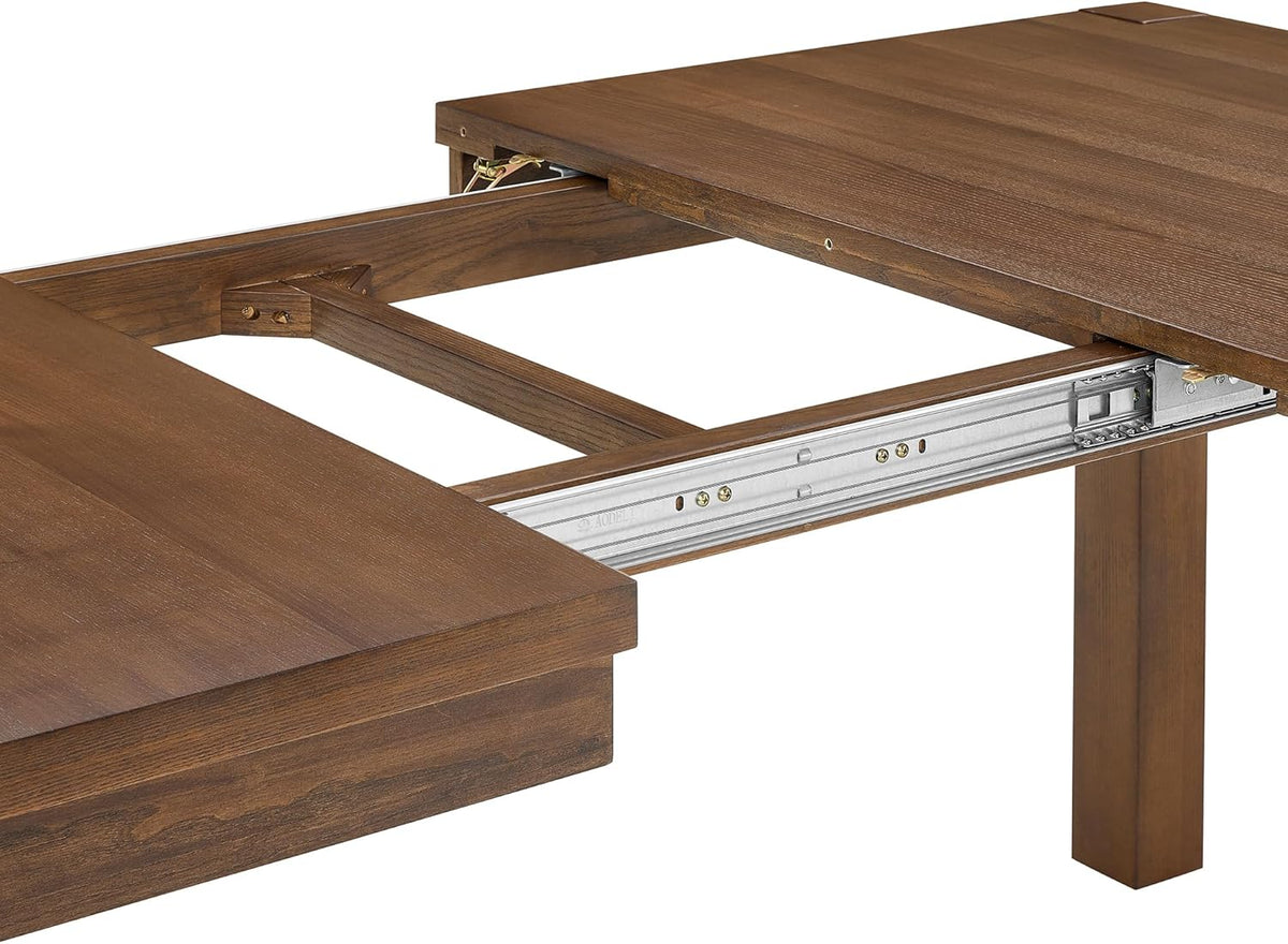 60"-80" Extendable Dining Table, Modern Rectangular Wood Kitchen Table, Farmhouse Expandable Dinner Table, Traditional Large Extension Meeting Desk for Dining Room, Living Room, Walnut