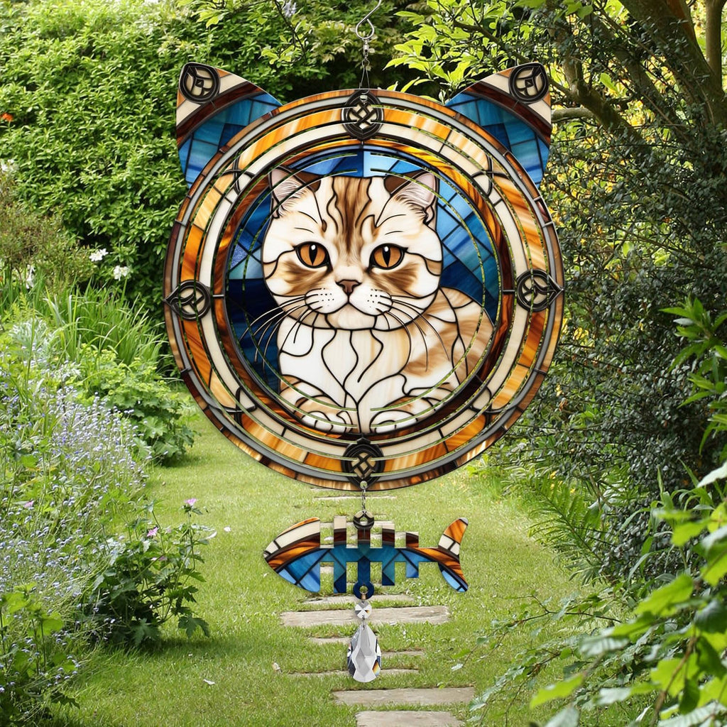 Scottish Cat Wind Spinner, Scottish Cat Wind Spinner Hanging for Yard and Garden