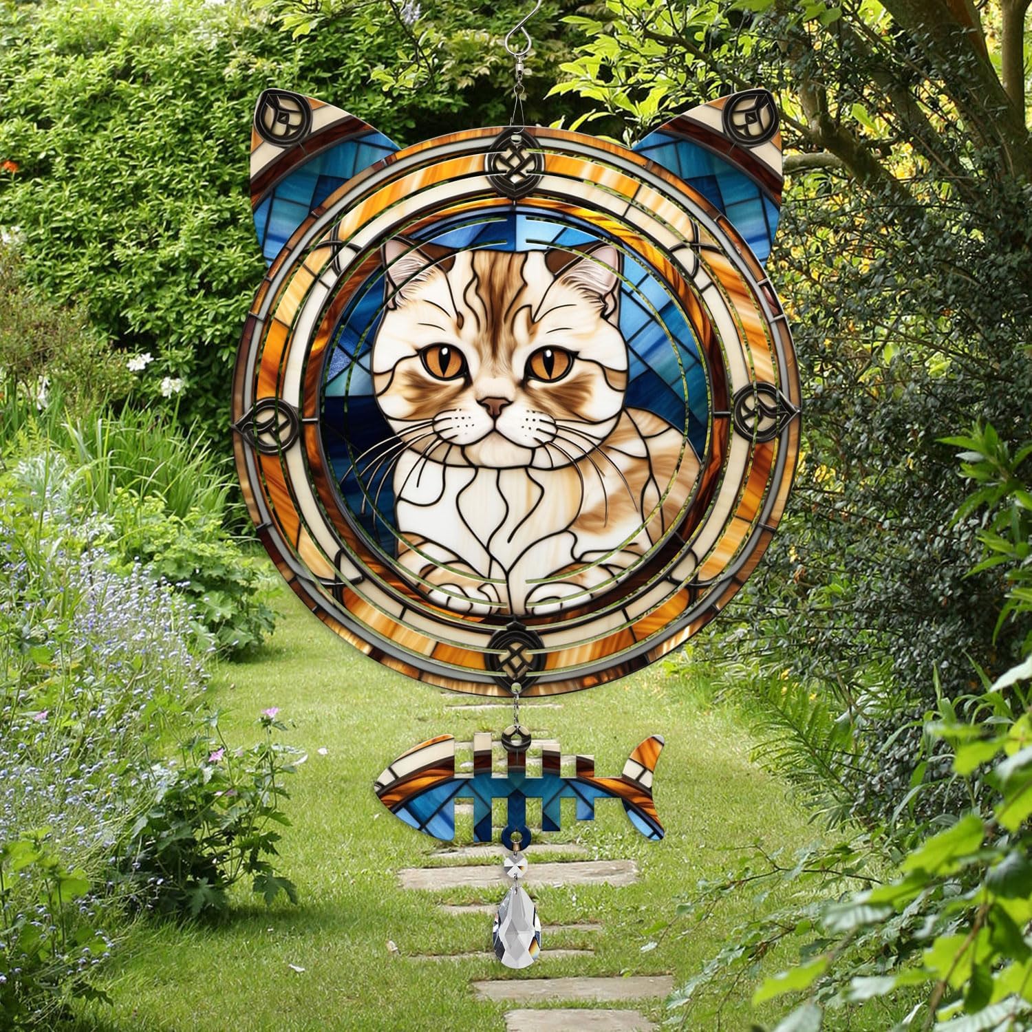Scottish Cat Wind Spinner, Scottish Cat Wind Spinner Hanging for Yard and Garden