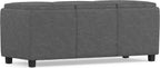 SIMPLIHOME Avalon 42" Wide Linen Look Fabric Storage Ottoman in Slate Grey