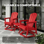Set of 2 Adirondack Swivel Glider Chairs, All-Weather HDPE Patio Glider Set for Porch, Balcony, Heavy Duty Swivel Rocker Outdoor Seating, 360 Degree Rotation, Red