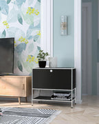 Metal Nightstand, Mid-Century Modern Bookshelf, Flap Door 27.5 | Sleek Modern Design,Space-Saving, Cube Storage Organizer, Bedside Table, Entryway Console for Home, Office, or Foyer