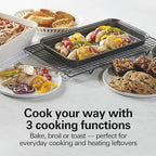 Hamilton Beach Easy Reach 4-Slice Countertop Toaster Oven With Roll-Top Door, 1200 Watts, Fits 9” Pizza, 3 Cooking Functions for Bake, Broil and Toast, Silver (31344DA)