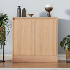 Housoul Buffet Cabinet with 4 Doors, Coffee Bar Cabinet with Adjustable Shelf, Modern Kitchen Buffet Sideboard for Living Room, Kitchen, Oak [2-Set]