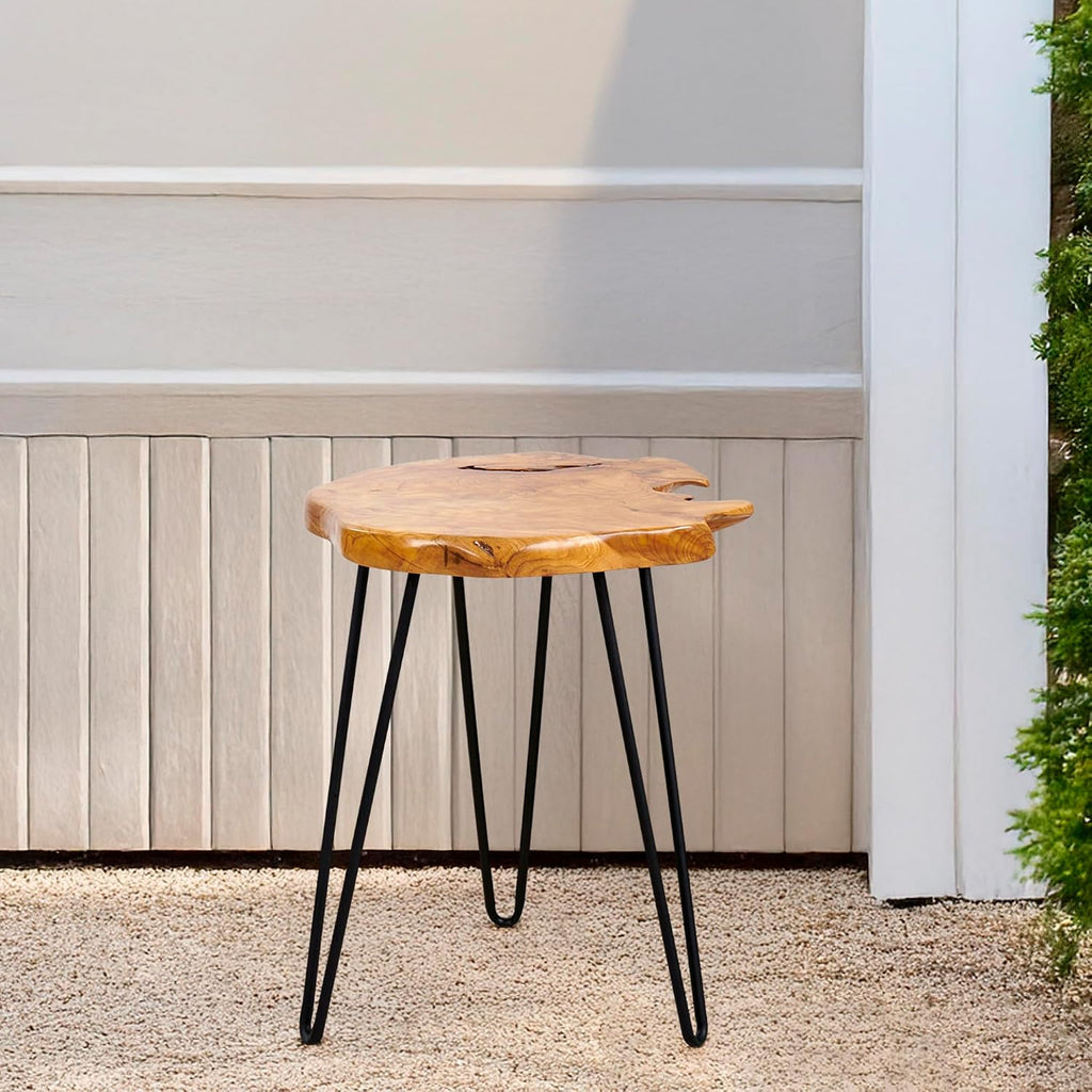 Greenage Cedar Roots Naturally Live Edge Side Table 16" x 14" x 21" Height Natural Wood End Table for Living Room Bedroom Home Decor Wooden Plant Stand