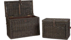 The Basket Lady Wicker Storage Trunk, M, Walnut Brown - fully assembled | Outside: 24" L x 13" W x 18" H | Inside: 22"L x 11"W x 15"H - Fabric lined. Handcrafted by artisans from natural rattan