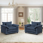 Modern Oversized Accent Chairs Set of 2,Chenille Cloud Sofa Chair with Deep Seat,Upholstered Armchair with Extra Thick,Comfy accent chairs Reading Chairs for Living Room Bedroom Apartment BLUE