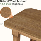 63" Solid Wood Dining Table, Rectangular Kitchen Table with Sturdy Legs, Rustic Wooden Dinner Tables for 4-6, Dining Room, Living Room, Natural Finish