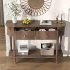 JOINICE 43" Entryway Table with Drawers,Fluted Console Table with Storage Shelf,Narrow Sofa Table for Living Room,Hallway,Foyer,Walnut