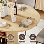 40-55in Extendable Round Table for 4-6, Multi-Use Oval Dining Table with Hidden Storage, Expandable Kitchen Table with Fluted Sliding Door Cabinet for Dining Room,Apartment or Meeting Room