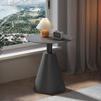 TWT Outdoor Round Side Table Pedestal Table Coffee End Table for Living Room,Bedroom and Small Spaces,Modern Nightstand Home Decor Metal Bedside Nightstand with Aluminum Base,19.5 in x 21.7 in (Grey)