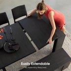 Transformer Table Solid Wood Extendable Dining Table, Black | Seats 2-12, Expandable Dining Room Table, Space-Saving Furniture, Kitchen and Dining Room Furniture, Table Only