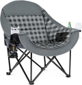 Oversized Camping Chair for Adults, 500 LBS Heavy Duty Folding Chair, Plaid | Big & Tall Adults, Padded Camping Chair, 600D Oxford Fabric, Cup Holder, Side Pocket, Lawn Chair, Beach, Fishing