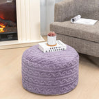 Pouf Ottoman Stuffed 20x20x12 Inches Floor Pouf Plush Fiber Ottoman Foot Rest Under Desk Foot Stool for Living Room Bedroom (Purple)