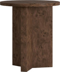 Henn&Hart 20" Scandinavian Round Wooden End Table, Side Table, Nightstand with X-Base for Living Room, Office, Family Room, or Bedroom, Walnut Burl