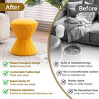 Multifunction Velvet Ottoman, Upholstered Vanity Stool Chair, Sturdy Round Footstool for Makeup, Living Room, Bedroom, Entryway (Mustard)