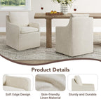 KISLOT Upholstered Dining Chairs Set of 4 with Washable Cover, Oatmeal | Modern Rolling Dining Room Chairs with Casters, Hidden Storage Seat, Linen Look Fabric, Padded Kitchen Accent Chairs