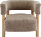 Christopher Knight Home Carly Low Profile Accent Chair, Round Backrest Side Chair, Living Room Armchair with Boucle Fabric Cushion,Comfy Reading Chair for Bedroom,Wooden Single Lounge Sofa,Light Camel