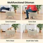 DAZONE Beige Swivel Accent Chair with Ottoman, Comfy Barrel Armchair for Small Spaces, 360° Modern Fabric Lounge Chair for Living Room, Bedroom, Reading Nook, Home Office