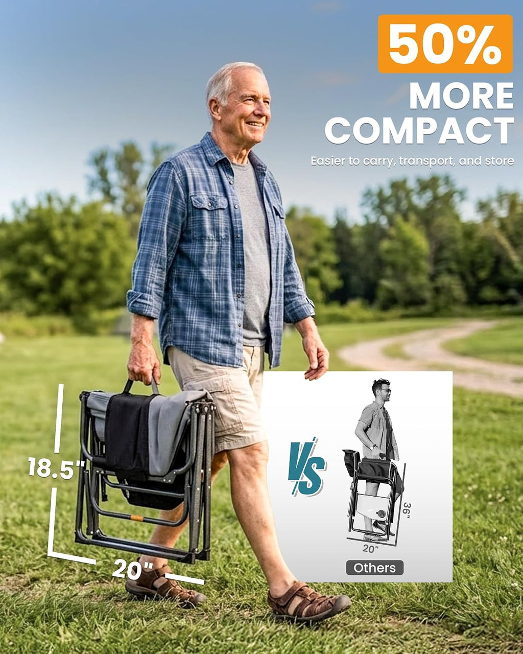 KingCamp Oversized Camping Directors Chair for Big & Tall Heavy Duty 440lbs | Folding Chair with Side Table, Padded Camp Chair Wide Seat，Anti-Sag Fabric, 50% flat fold for Outdoor Sport Lawn Fishing RV
