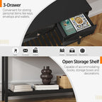 47" Console Table with 3 Drawers, Fluted Wood Entryway Table with Storage Shelf, Narrow Long Sofa Table Modern Behind Couch Accent Table for Living Room, Entryway, Hallway, Foyer