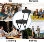 Cushioned Padded Folding Stools, Folding Bar Stool with Backrest, 220lb Capacity, 19 Inch Collapsible Round Portable Foldable Chair for Outdoor Indoor Kitchen Camping Fishing (Black, 2 Pack)