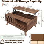 HAIOOU Lift Top Coffee Table with Storage for Living Room 35.4" Walnut