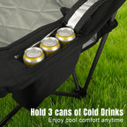 Padded Camping Chair with Sturdy Armrests, Heavy Duty Folding Chair for Adults Supports 350lbs, Portable Outdoor Chair with Reinforced Carry Bag for Camping, Fishing, Lawn & Sports