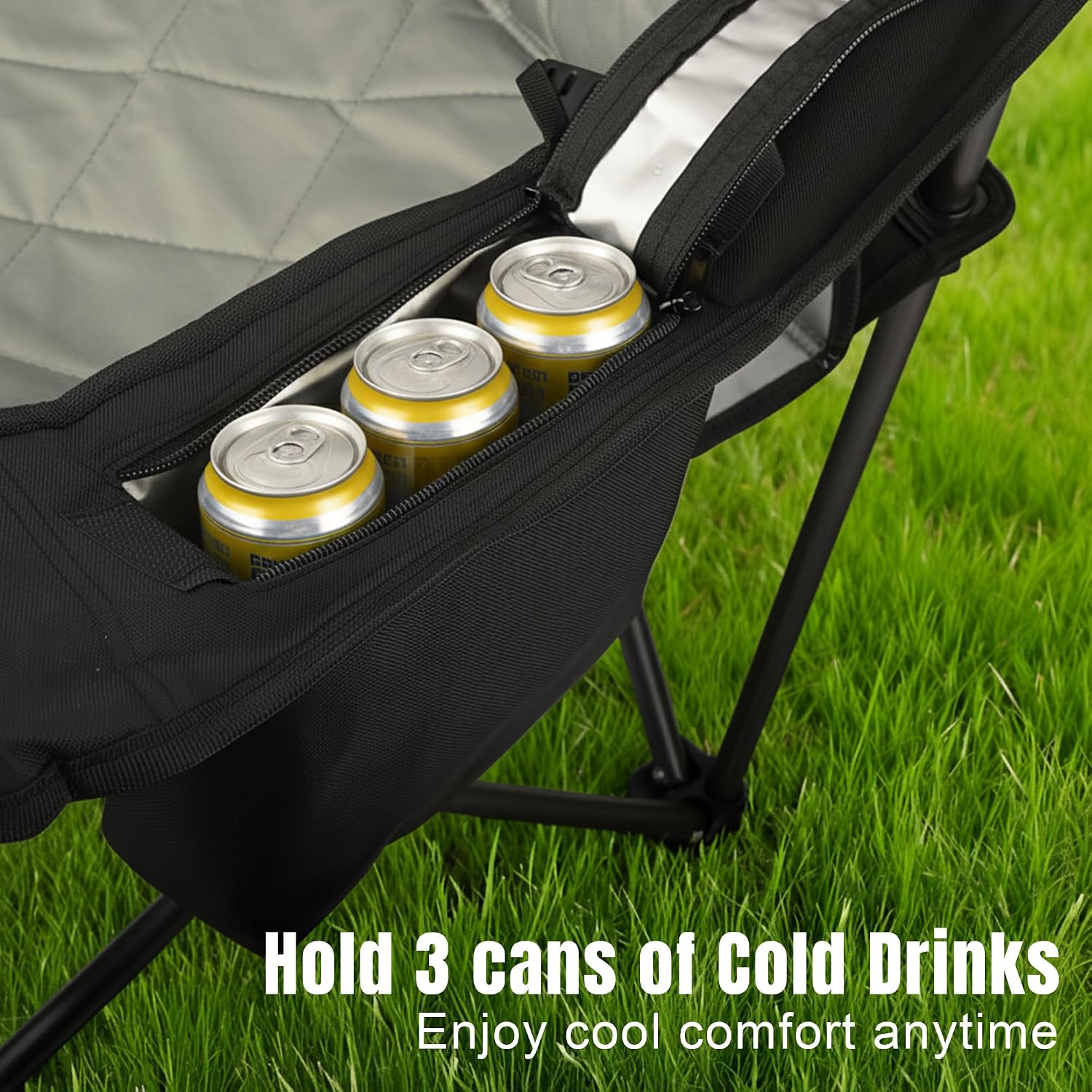 Padded Camping Chair with Sturdy Armrests, Heavy Duty Folding Chair for Adults Supports 350lbs, Portable Outdoor Chair with Reinforced Carry Bag for Camping, Fishing, Lawn & Sports
