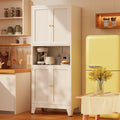 69"H Kitchen Pantry Cabinet with Countertop and Microwave Shelf,Metal Microwave Stand Cabinet with Storage，White Farmhouse Food Storage cabinet,Tall Freestanding Pantry Cabinets for Dining Room