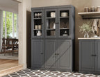 Palace Imports 100% Solid 2-Drawer Pantry, 3 Glass & 3 Wood Doors, Gray, 48.5" w, Renewable Eco-Friendly Wood, Made in Brazil