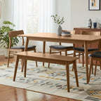Alaterre Furniture Calais Dining – Mid Century Modern 46-Inch Solid Wood Dining Bench – Entryway Bench with Minimalist Design for Entryway, Dining Room, Kitchen, or Bedroom (Warm Pecan Finish)
