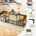 COSTWAY 3-Piece Small Dining Table Set for 2, Industrial Dinette Set with Sturdy Metal Frame & Wood Grain Tabletop, Space-Saving Kitchen Table and Chairs for Apartment, Small Spaces (Gray Oak)