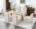 Upholstered Dining Chair, Modern Linen Fabric Dining Room Chair with Mid Backrest and Padded Seat Cushion, Accent Armless Kitchen Side Chair for Dining Room, Living Room, Reading Room, Bedroom
