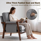 RNKSFX Accent Chairs for Living Room Set of 2, Modern Arm Chairs for Bedroom, Wooden Upholstered Mid Century Accent Chairs, Grey