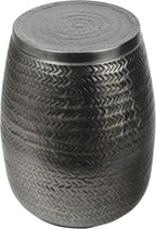Eyely LSS2003B Alaric 15" Modern Rustic Arrow-Hammered Metal Drum Storage Side Table with Lid, Antique Nickel