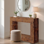 47" Farmhouse Console Table - Long Sofa Table Behind Couch, Wooden Entryway Table for Living Room, Hallway, Entrance, Rustic Rectangular Design, Brown