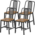 YATINEY Dining Chairs Set of 4, Farmhouse Kitchen Room Chairs, Rustic | Industrial Kitchen Chairs, Ergonomic Backrest, Wooden, MDF Board and Metal Legs, Easy Assembly, for Kitchen, Living Room