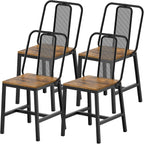 YATINEY Dining Chairs Set of 4, Farmhouse Kitchen Room Chairs, Rustic | Industrial Kitchen Chairs, Ergonomic Backrest, Wooden, MDF Board and Metal Legs, Easy Assembly, for Kitchen, Living Room