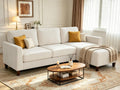 L Shaped Sectional Couch for Living Room, Modular Small Sofa with Ottoman | 96 Inch, 3 Deep Seats, White, Chenille, Easy Tool-Free Assembly, Modern Compact Sofa Set for Apartment, Office, Small Space