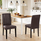 VECELO Dining Chairs Set of 2, Upholstered PU Leather Wood Legs High Back for Kitchen Living Room, Coffee