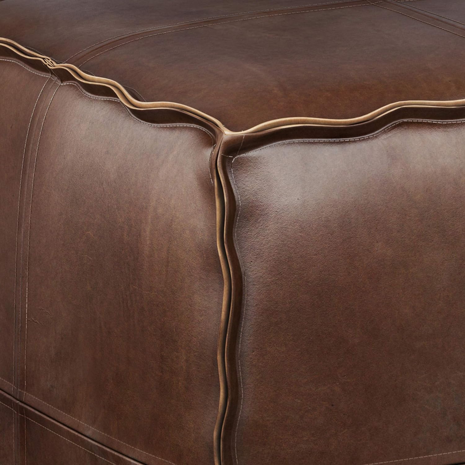 SIMPLIHOME Brody 18" Wide Square Pouf in Distressed Dark Brown Faux Leather | Boho footstool, coffee table and extra seating for living room or bedroom with assembled design, assembled; pouf ottoman.