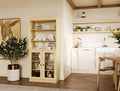 Palace Imports 100% Solid Wood Kitchen Pantry w/ 2 Glass Doors, Yellow, 32" w x 71.5" h, Renewable Eco-Friendly Pine, Made in Brazil