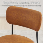 Brown Dining Chairs Set of 8 with Curved Back, Leather Dining Chairs with PU Soft Cushion Seat & Metal Legs, Comfortable Modern Chair for Kitchen, Living Room