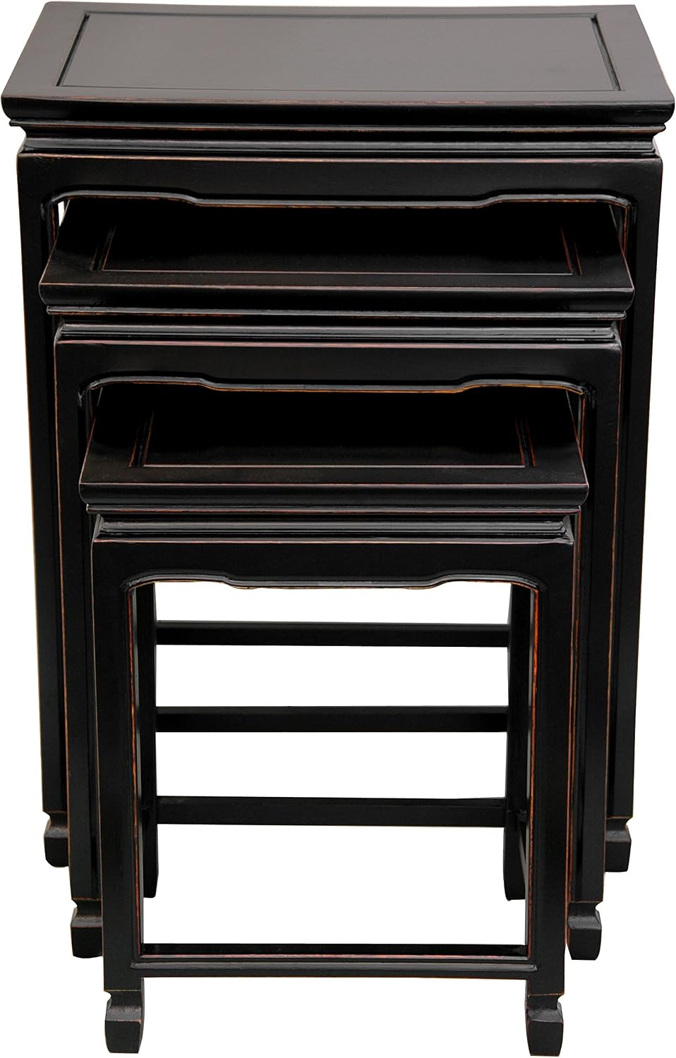 Red Lantern Rosewood Nesting Tables - Antique Black